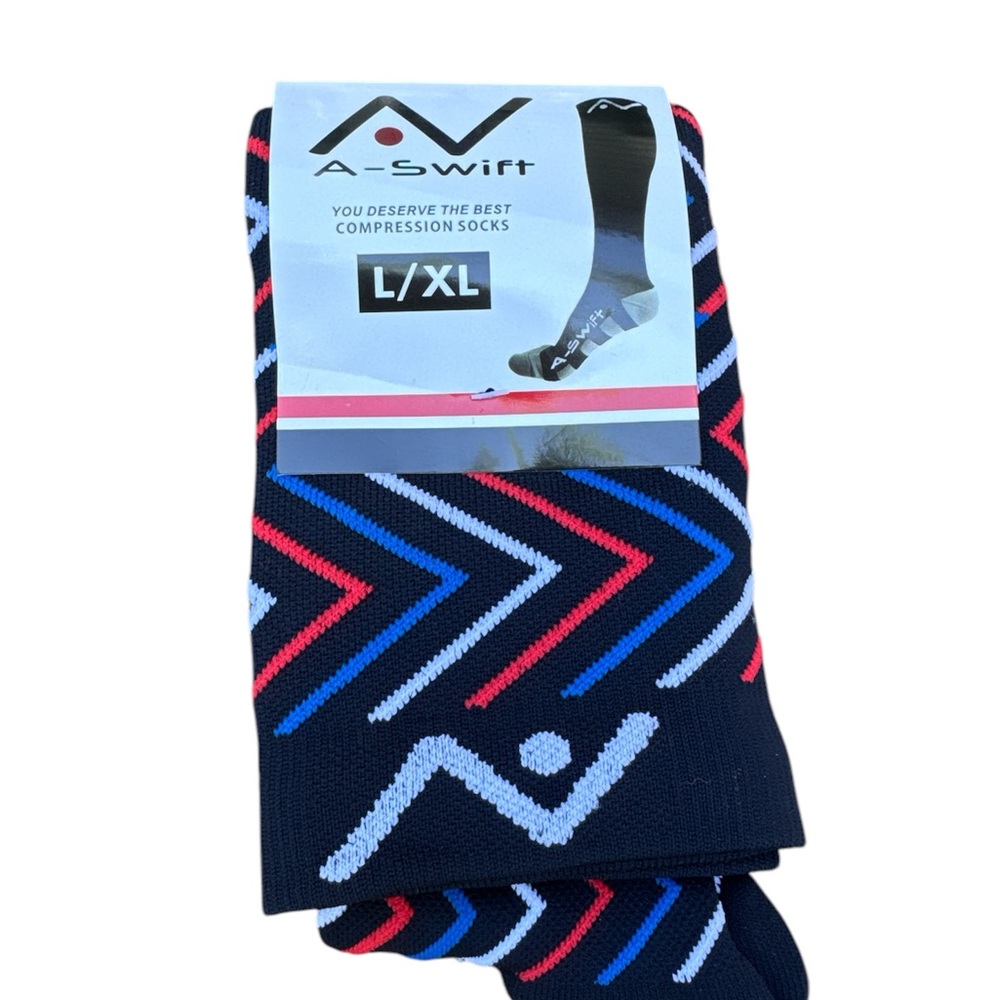 Athletic Socks Black and Red Crew Length